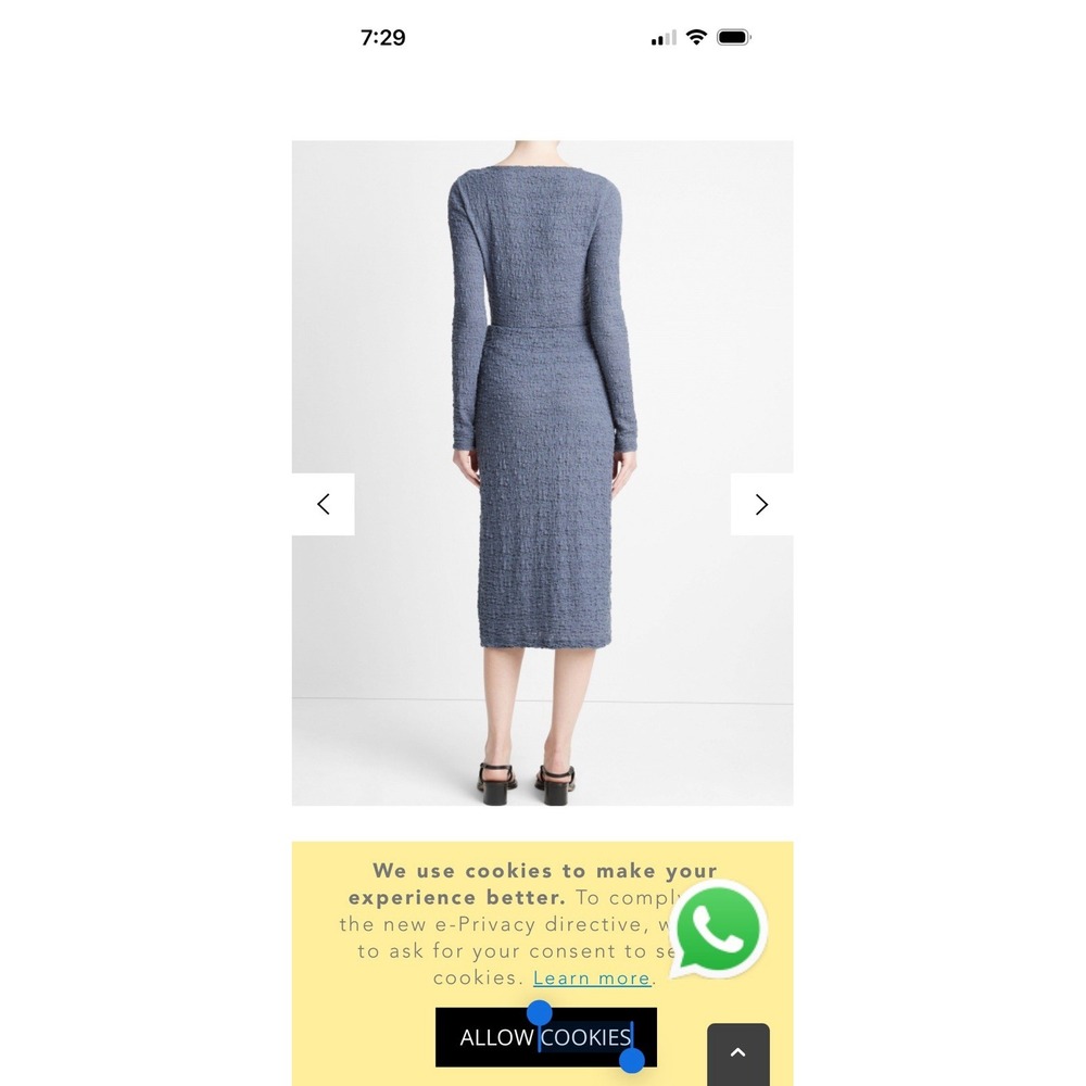 New Vince Jade Nubby‎ Knit Midi Skirt Blue Straight Pull On 32 X31 - Picture 4 of 7